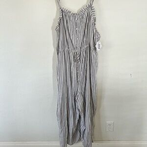 A.U.W. Black & White Stripes Jumpsuit 3X